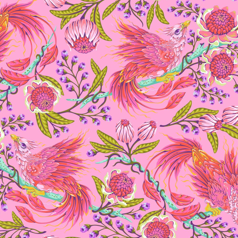 PRE-ORDER L26 NOVEMBER 2026 Tula Pink Legendary Hot Wings Wild Orchid Phoenix Cotton Fabric