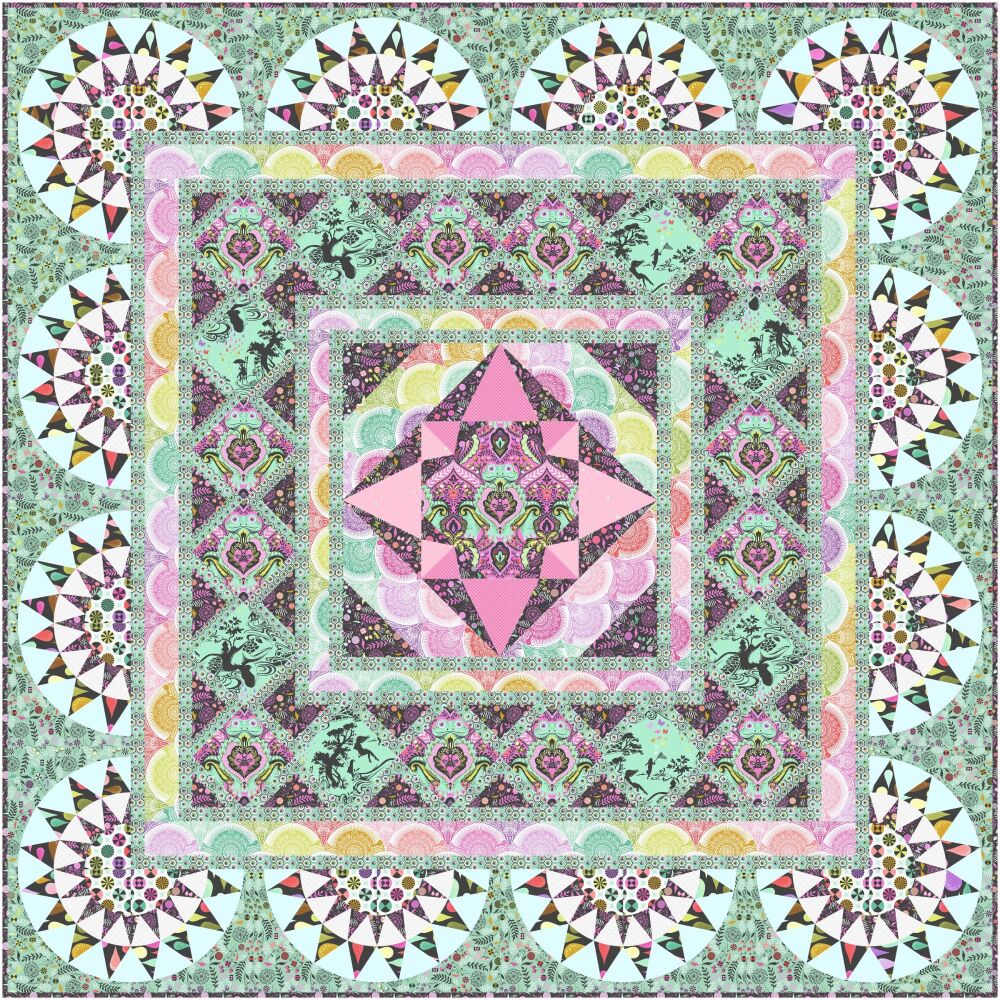 PRE-ORDER PCDV AUGUST 2026 Tula Pink Prince Charming Deja Vu Amphibian Majesty Quilt Fabric Kit &pound;200 - Pattern available online from FreeSpirit Fabric