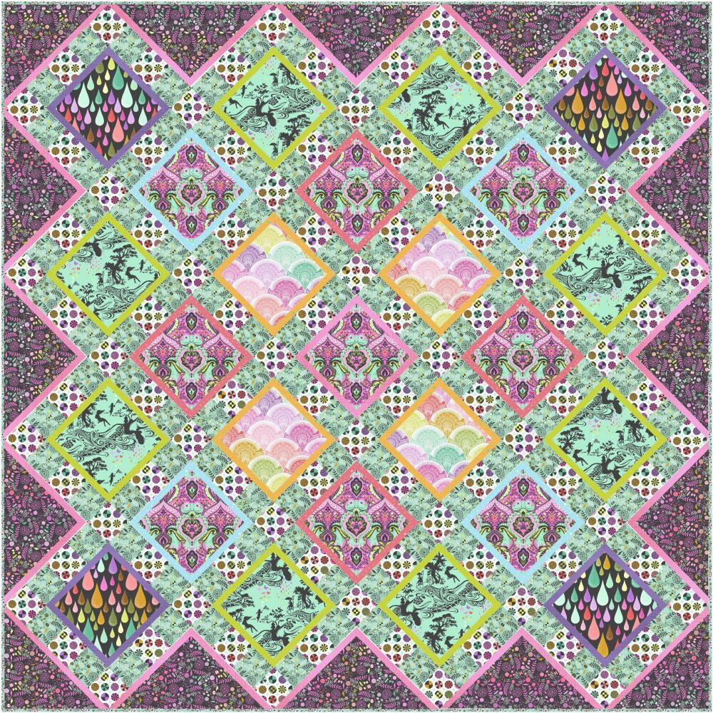 PRE-ORDER PCDV AUGUST 2026 Tula Pink Prince Charming Deja Vu Leapfrog Quilt Fabric Kit &pound;170 - Pattern available online from FreeSpirit Fabric
