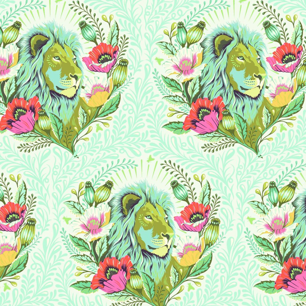 BOLT END 52cm Tula Pink Everglow Neon Good Hair Day Karma Lion Cotton Fabric