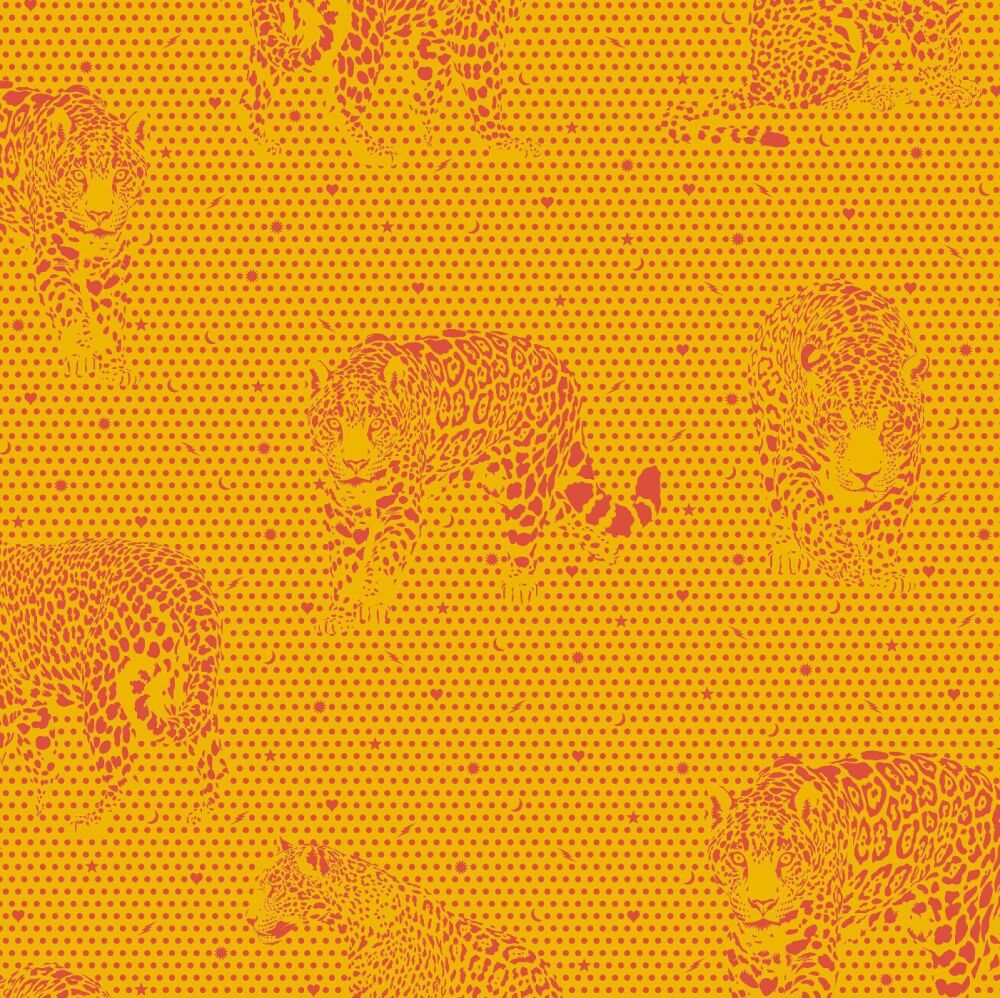 BOLT END 54cm Tula Pink Daydreamer Lil Jaguars Papaya Cotton Fabric