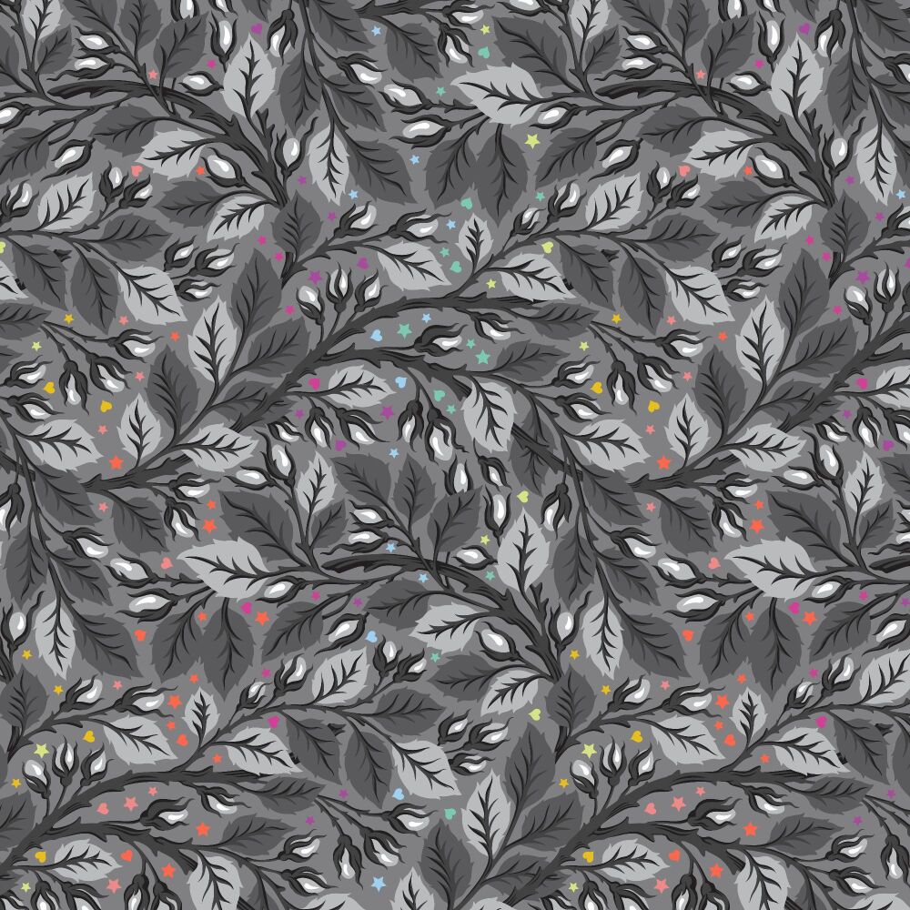 BOLT END 2.6m Tula Pink Graywork Nip in the Bud Shadow Quilt Backing 108" Extra Wide Cotton Fabric