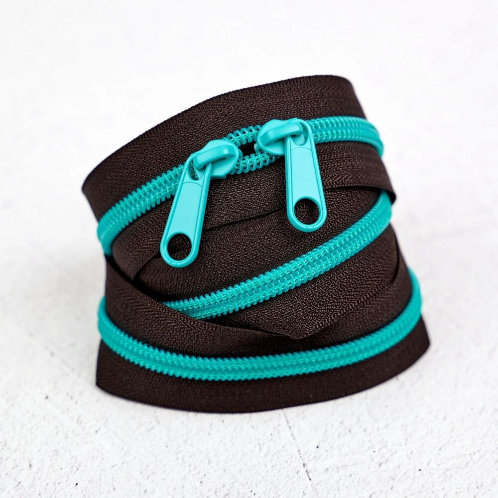 Renaissance Ribbons #5 Handbag Zipper - Teal Eclipse 904 - 3 Size Options