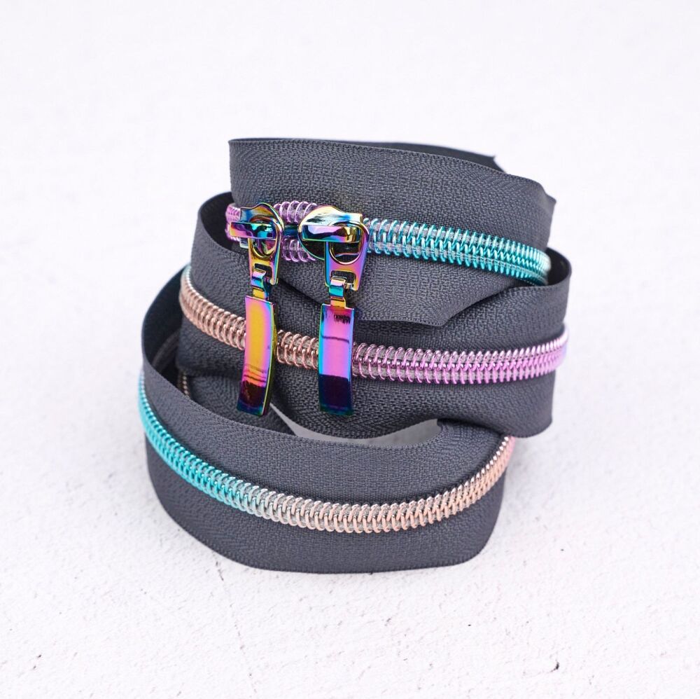 Renaissance Ribbons #5 Handbag Zipper - Aurora Storm 804 - 3 Size Options