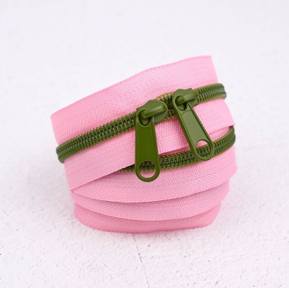 Renaissance Ribbons #5 Handbag Zipper - Olive Blossom - 3 Size Options