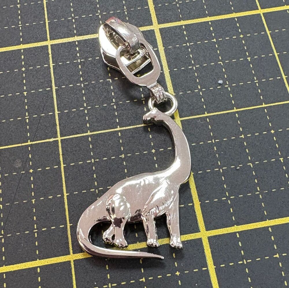 Sew Lovely Jubbly #5 Zipper Pulls - Brontosaurus Dinosaur Nickel - Pack of 5