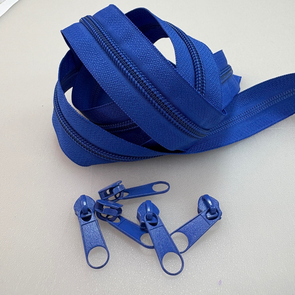 Sew Lovely Jubbly #5 Nylon Coil Zippers - Marine Blue - 3 Metres Continuous Length with 9 Matching Pulls Handbag Zipper
