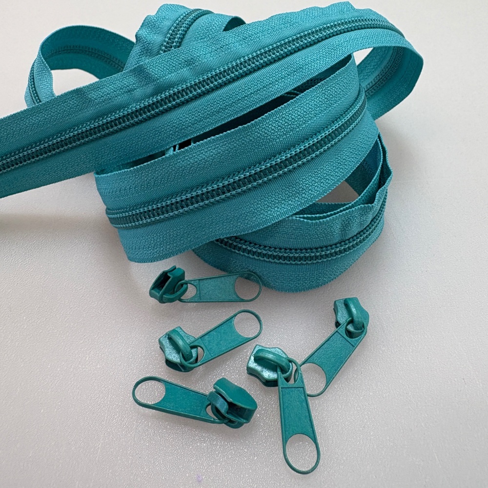 Sew Lovely Jubbly #5 Nylon Coil Zippers - Aegean - 3 Metres Continuous Length with 9 Matching Pulls Handbag Zipper