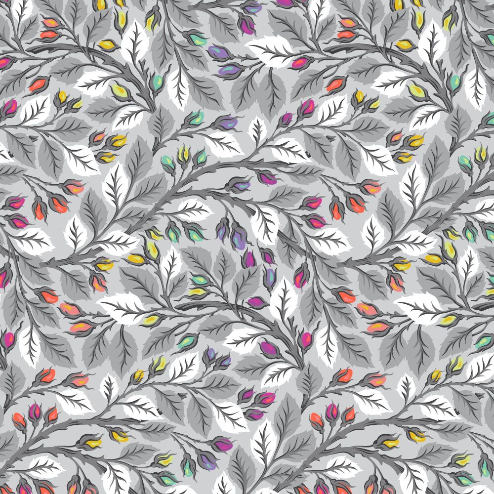 BOLT END 2.55m Tula Pink Graywork Best Buds Fog Quilt Backing 108" Extra Wide Cotton Fabric