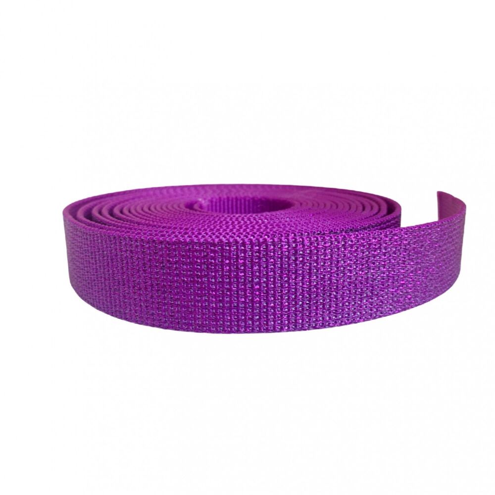 DESTASH 1.06m Sew Hungry Hippie 1.25" Glitter Webbing Purple
