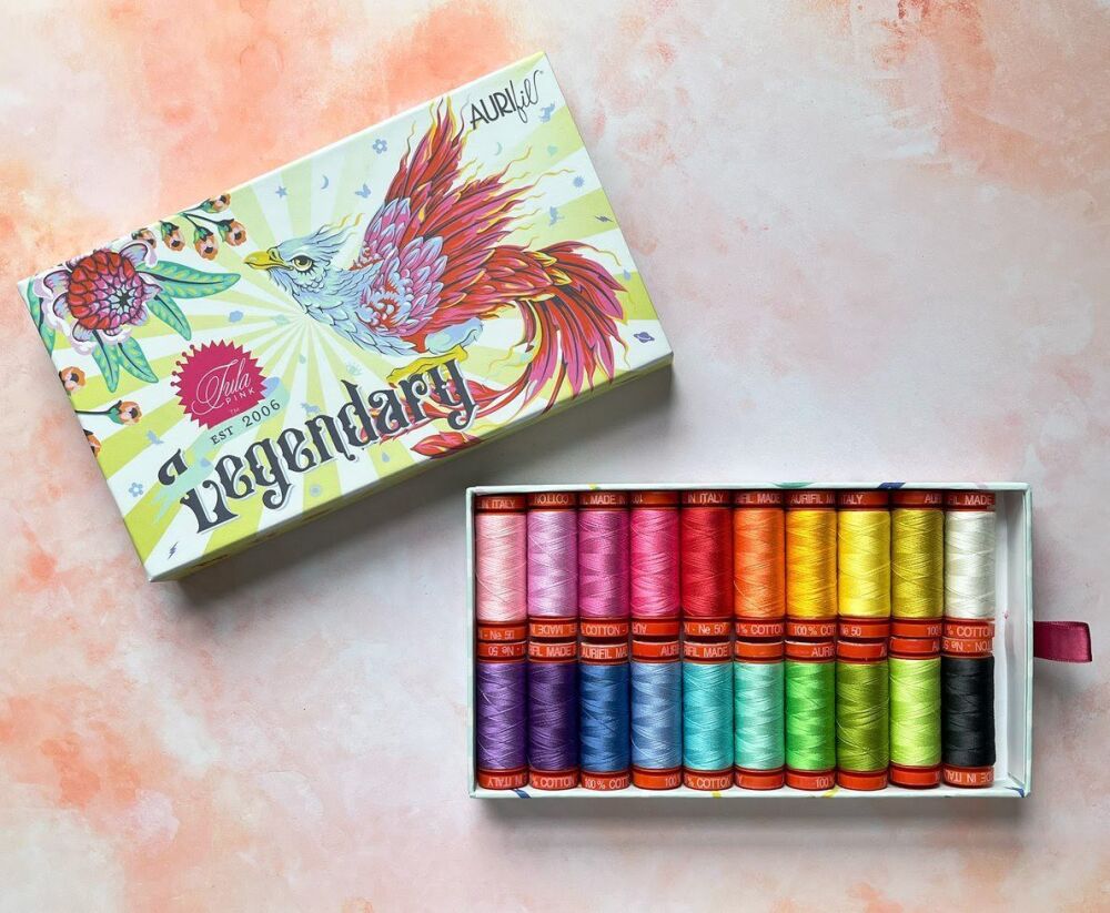 ORDER SEPARATELY - PRE-ORDER LEG OCTOBER 2026 - Tula Pink Legendary Collection Aurifil Cotton Thread 20 Small Spool Box