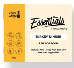 Paleo Ridge Essentials Raw Turkey Dinner Dog Food 500g