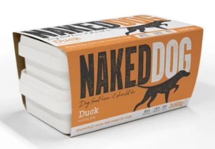 Naked Dog Adult Working Duck Raw Frozen Dog Food 2 x 500g