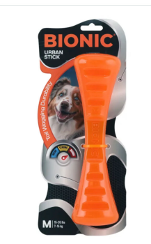 BIONIC Urban Stick Treats Holding Orange Dog Chew Toy Medium