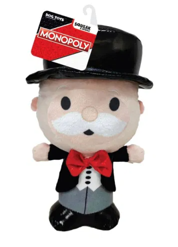 Hasbro Dog Toys Monopoly Mr. Money Bags Squeak and Crinkle Plush