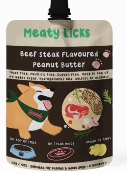 Meaty Licks Beef Steak Flavoured Peanut Butter 113g 4oz