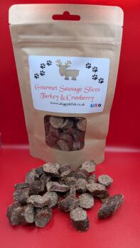 Gourmet Turkey and Cranberry sausages slices 100g