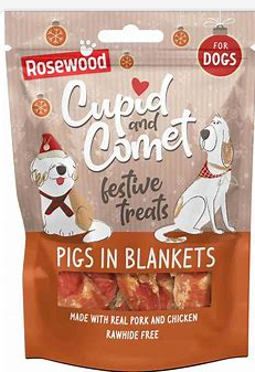 Rosewood Cupid & Comet Pigs In Blankets Dog Treat 100G