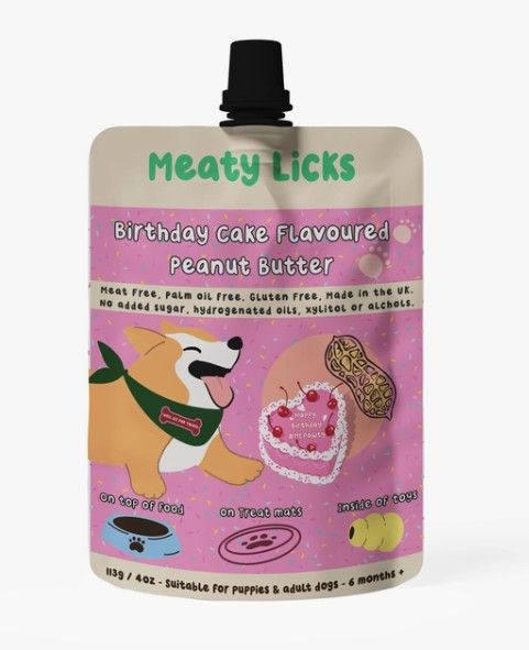 Birthday Cake Flavoured Peanut Butter Pouch For Dogs 113g4oz
