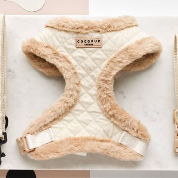 Cocopup Cream Quilted Adjustable Neck Harness size small