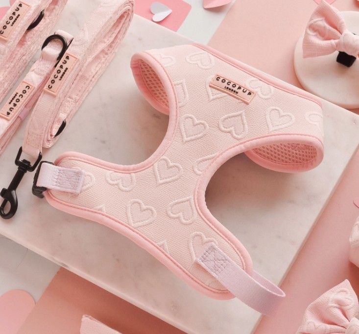 Cocopup Luxe Adjustable Neck Harness - Baby Pink Heart