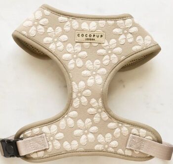 Cocopup Luxe Adjustable Neck HARNESS - Mocha Flower Medium