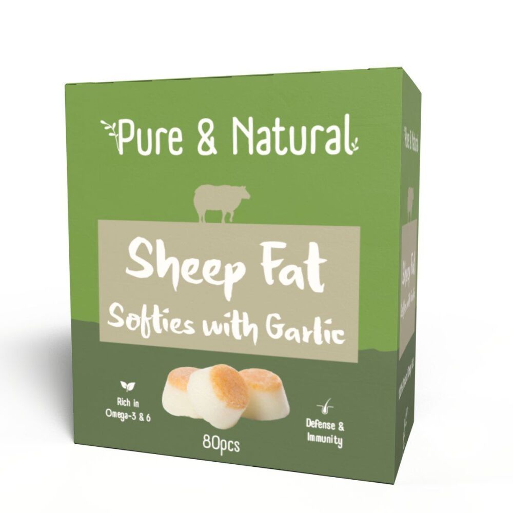 Pure & Natural Sheep Fat Softies Garlic 80pcs 265gm