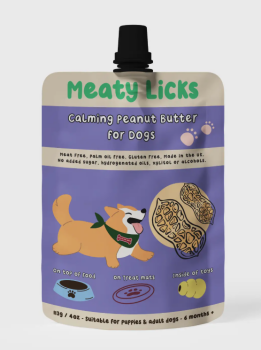 Meaty licks Calming Peanut Butter Pouch For Dogs 113g 4oz