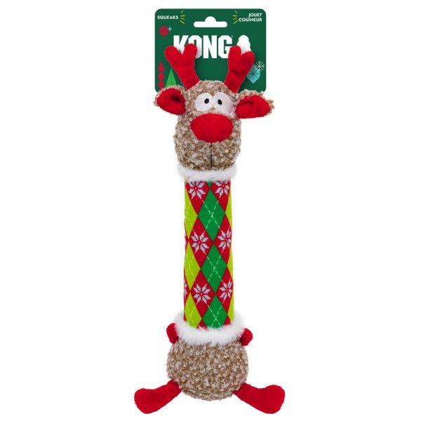 KONG Holiday 2026 Shakers Luvs Argyle Reindeer Medium