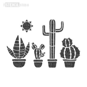 Cactuses and Sun border A4