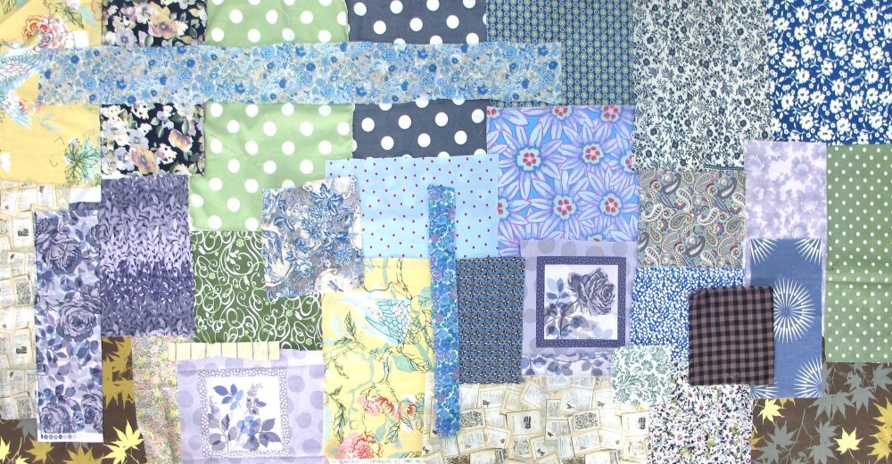 Fabric Collage Packs: Mauve/blue/yellow mix 