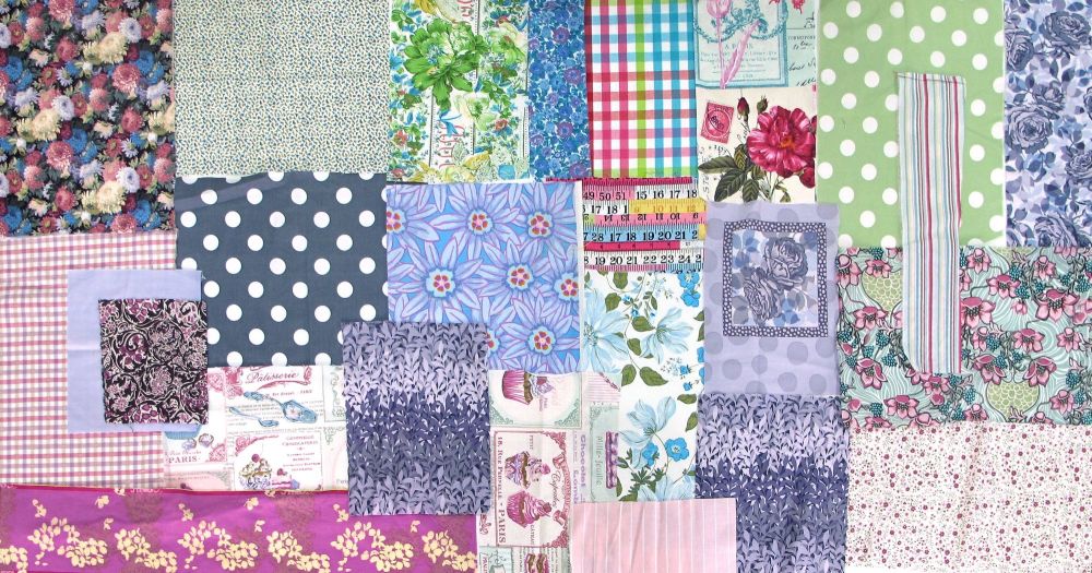 Fabric Collage Pack: Mauve/Pink/Green/Blue