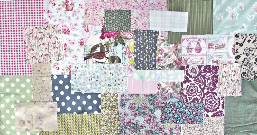 Fabric Collage Packs: Pink/green/blue mix