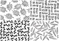 Stamped Leaves,Peace, Pine Needles and Ferns: Set of 4: each  approx 3" x 4"