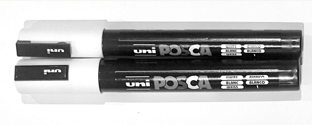 Set of 2 White Posca Acrylic pens: PC-3M and PC-5M
