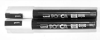 Set of 2 White Posca Acrylic pens: PC-3M and PC-5M