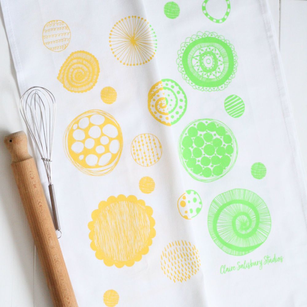 Citrus Sunshine 100% Cotton Screen Printed Tea Towels (Pack of 2)