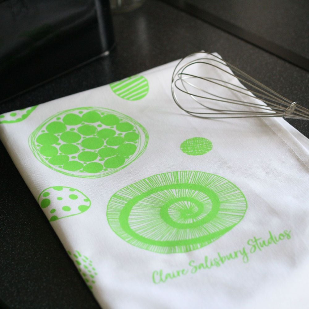 Zesty Lime 100% Cotton Screen Printed Tea Towel