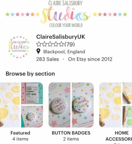 PICTURE OF CLAIRE SALISBURY STUDIOS UK ETSY SHOP