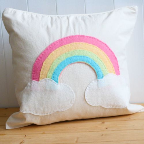 RAINBOW CUSHION COVER SEWING KIT - PHOTO OF FINISHED CUSHION COVER