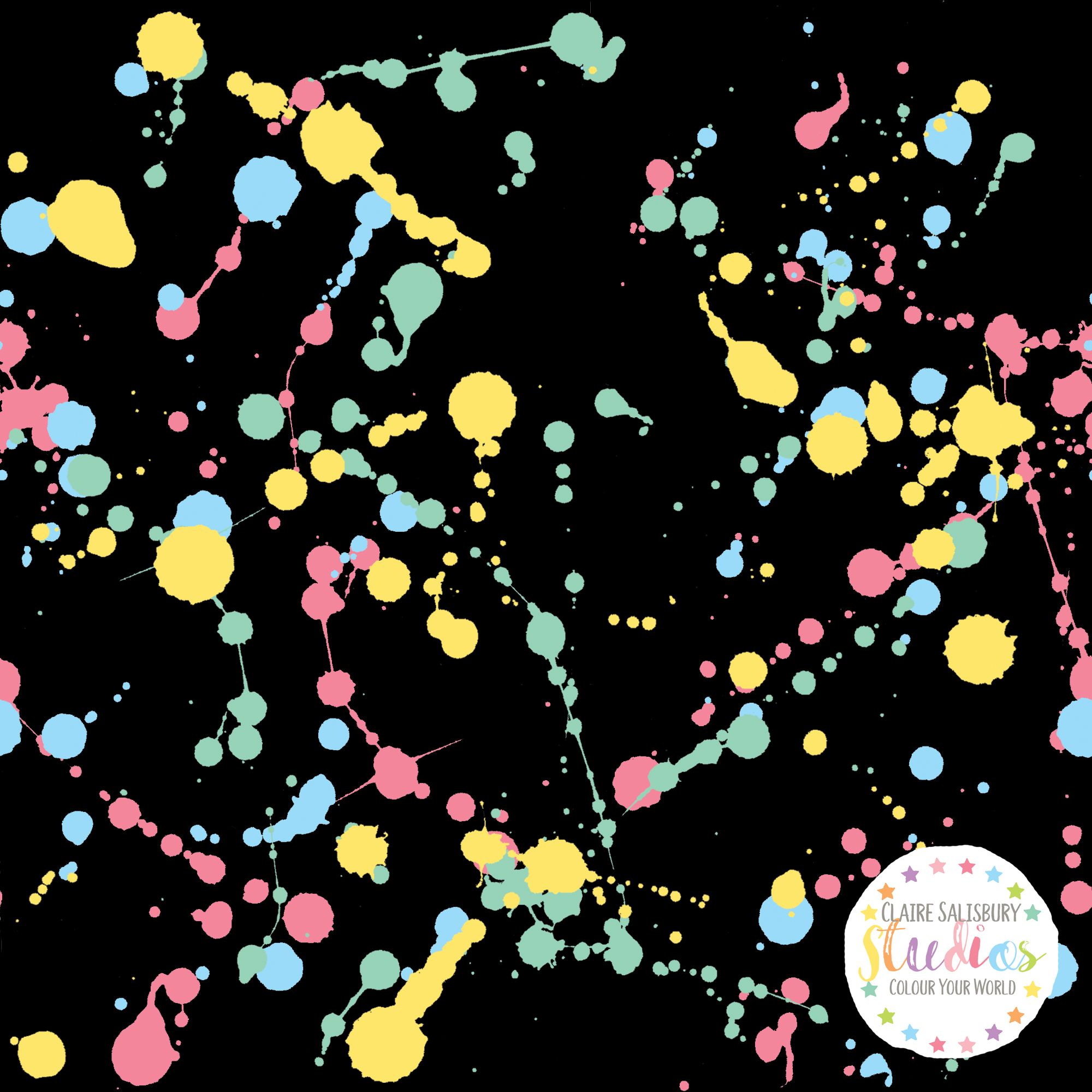 BLUE SEAFOAM PINK YELLOW SPLATS ON BLACK 2000 x 2000px