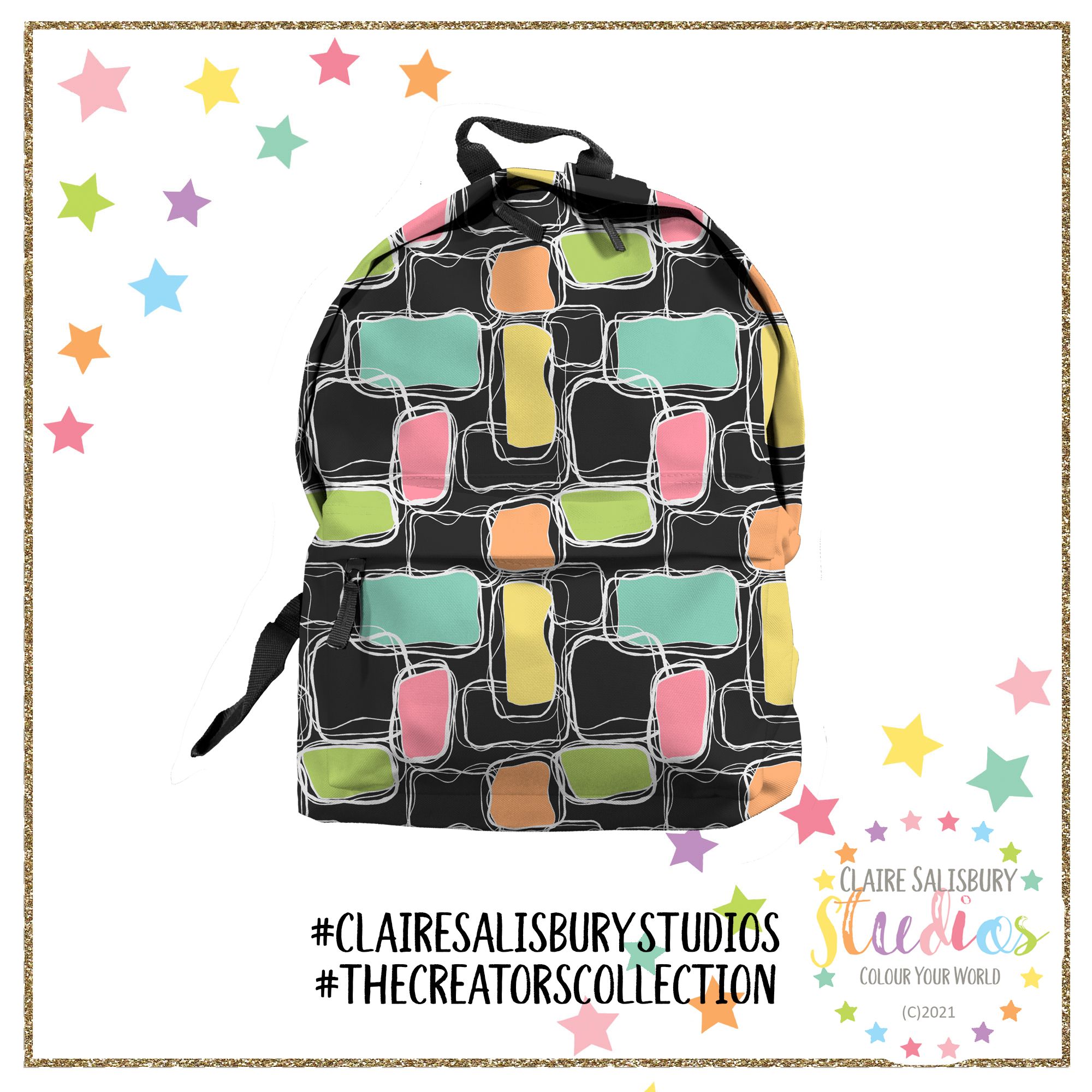 COLOUR BLOCK BACKPACK ON BACKGROUND
