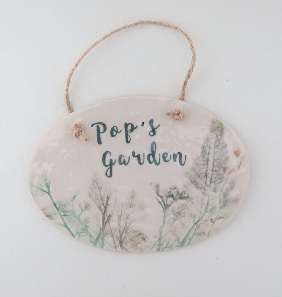 Ceramic Garden Plaque - Pop's Garden