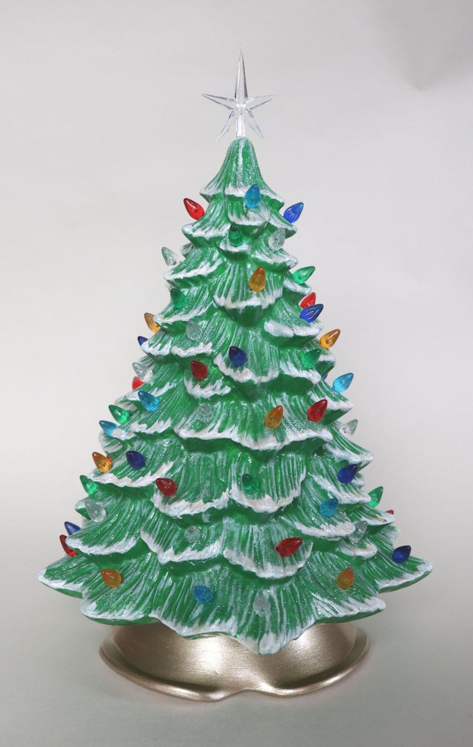 Ceramic Christmas Tree Lamp - Mid Green