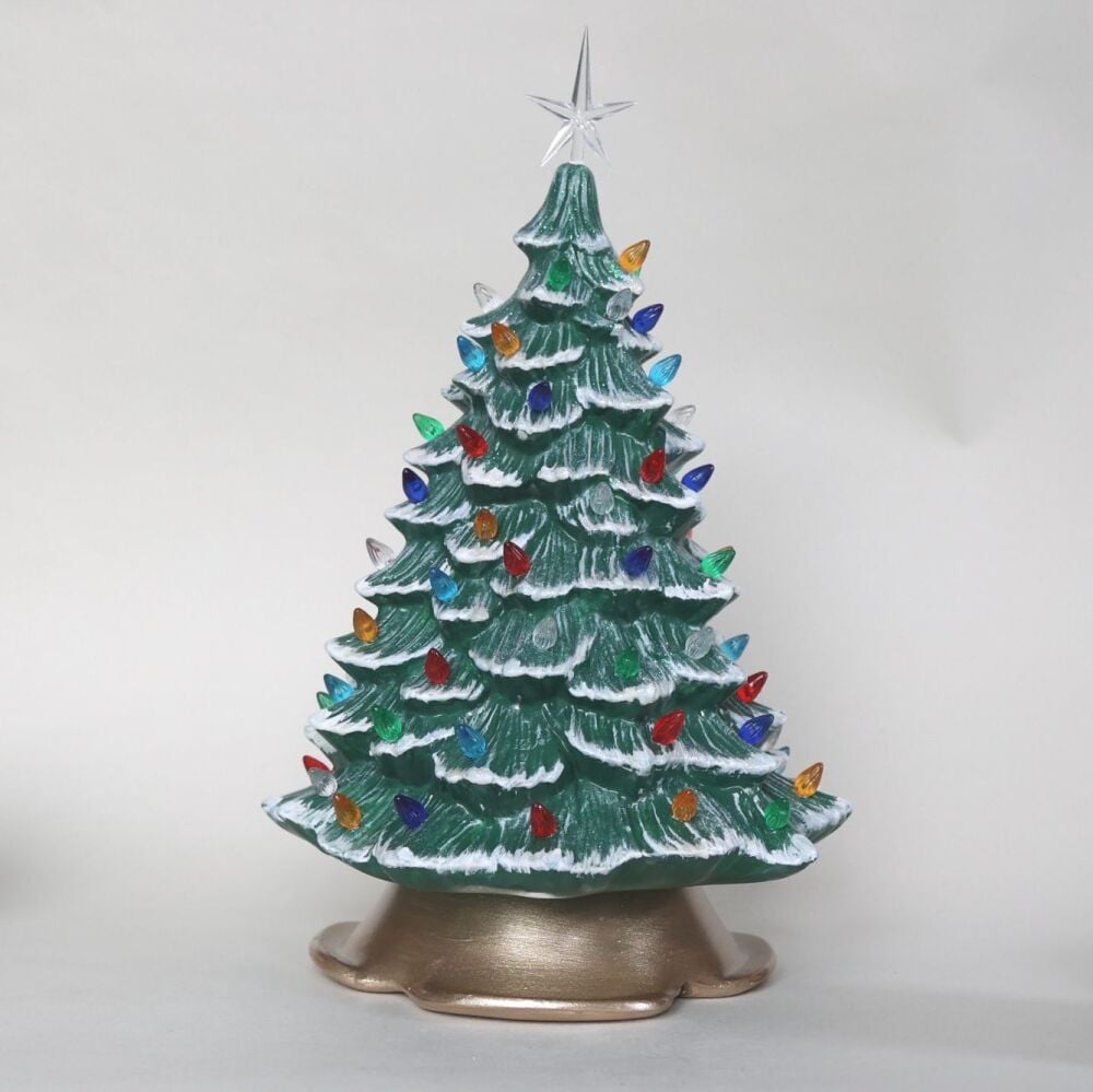 Ceramic Christmas Tree Lamp - Dark Green