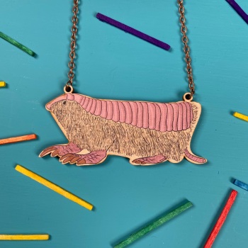 Pink Fairy Armadillo Wooden Necklace