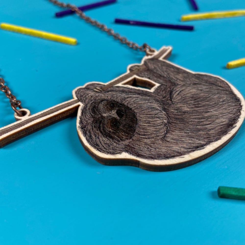 Pygmy sloth  Wooden Necklace