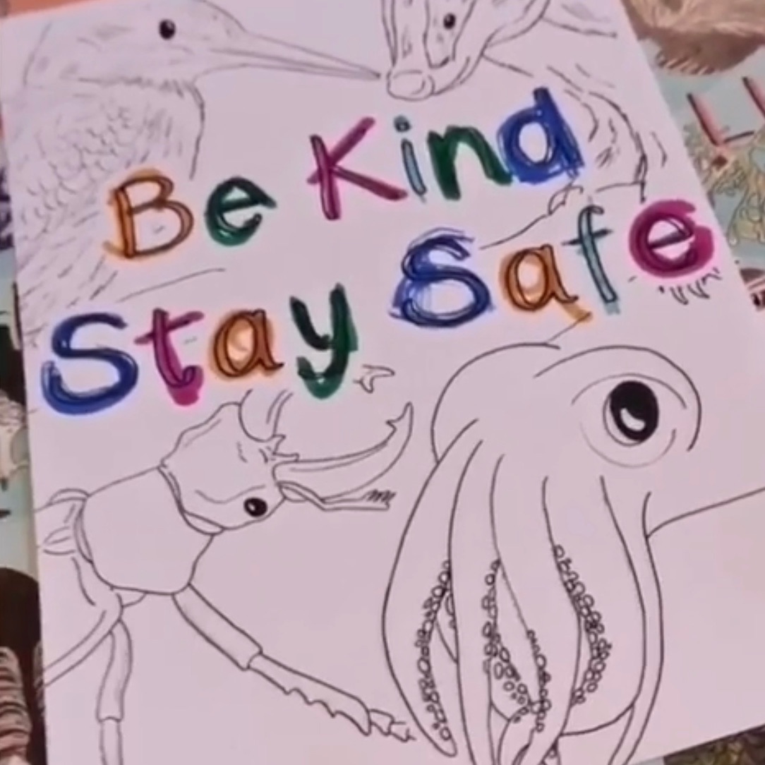  Free download be kind stay safe colouring sheet