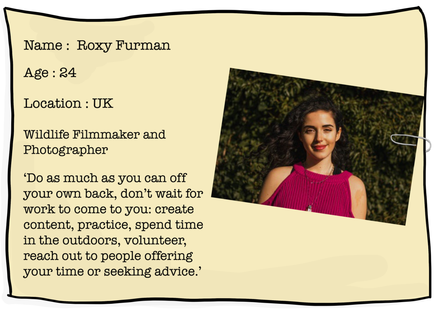 Working with Wildlife An Interview with Roxy the Zoologist Button