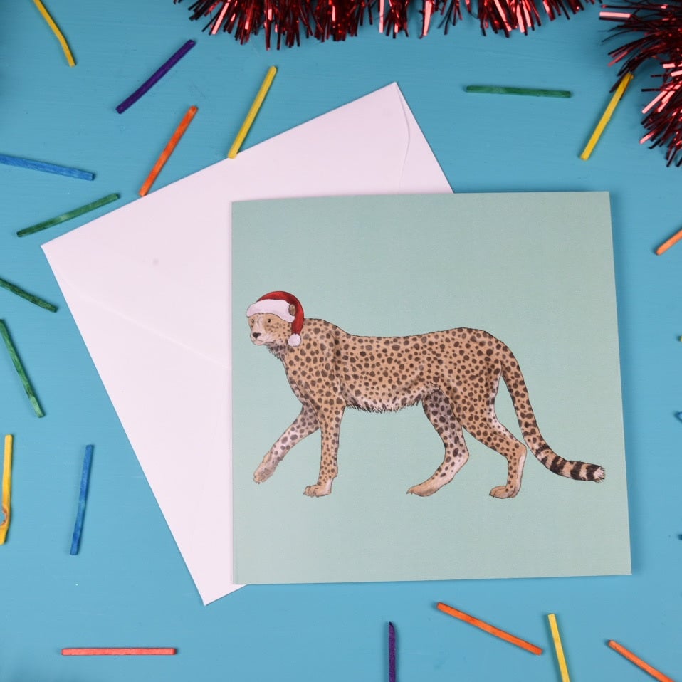 Cheetah Christmas Card